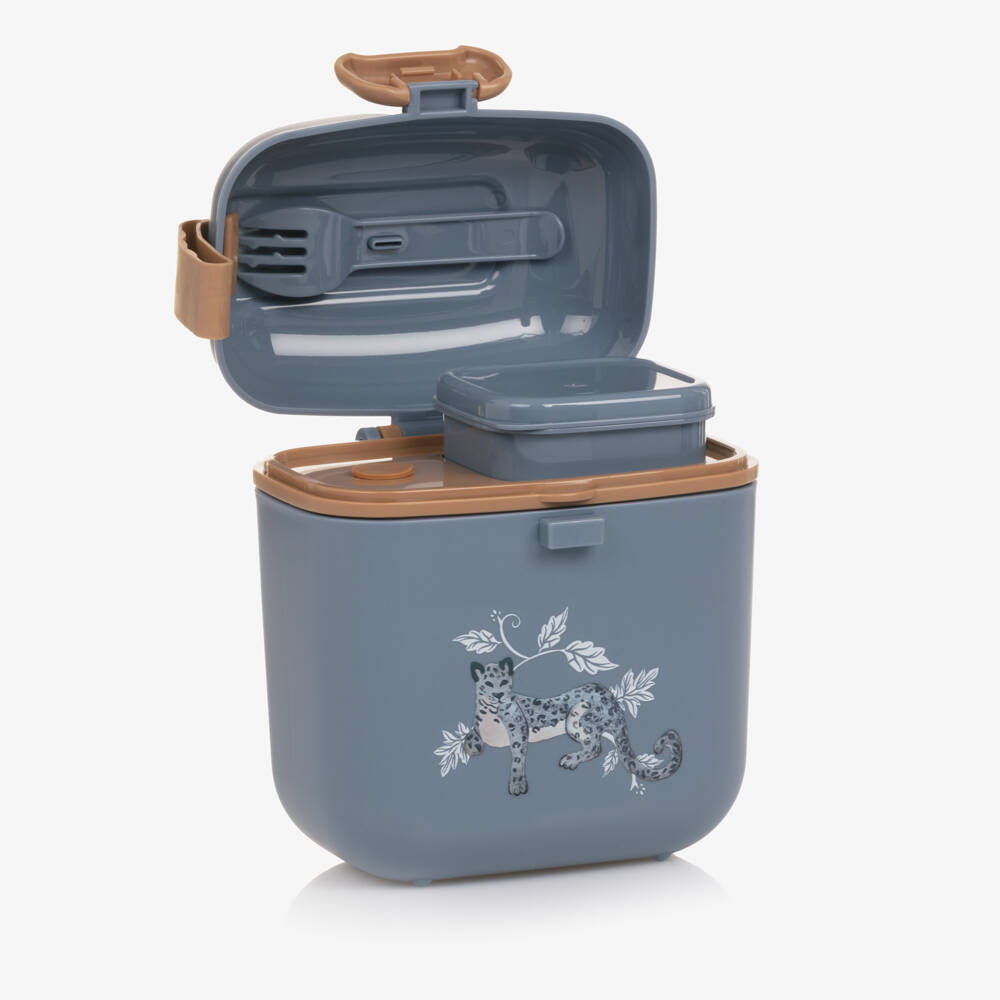 Elodie-Blue Leopard Lunch & Snack Box (14cm) | Childrensalon