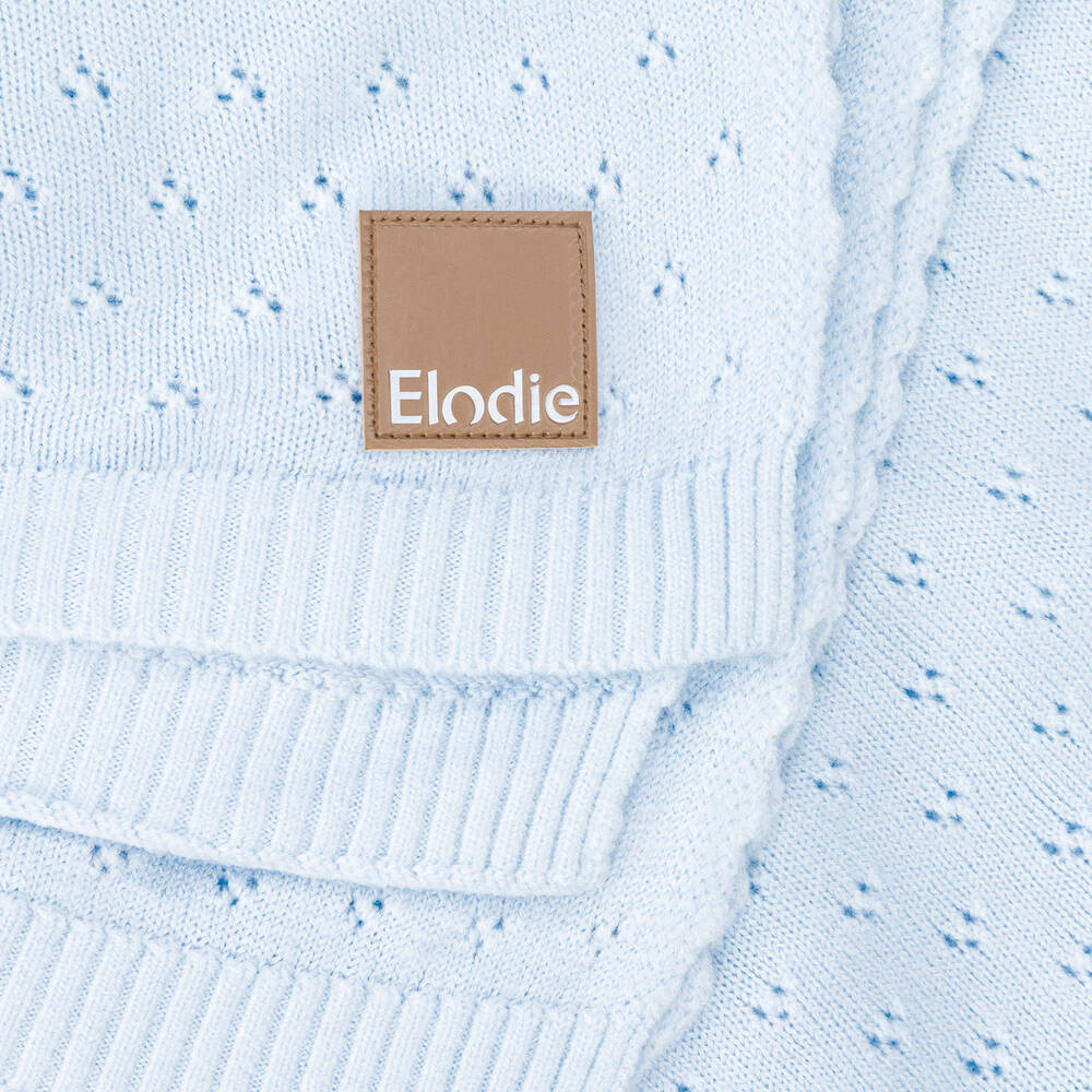 Elodie-Blue Pointelle Baby Blanket (100cm) | Childrensalon