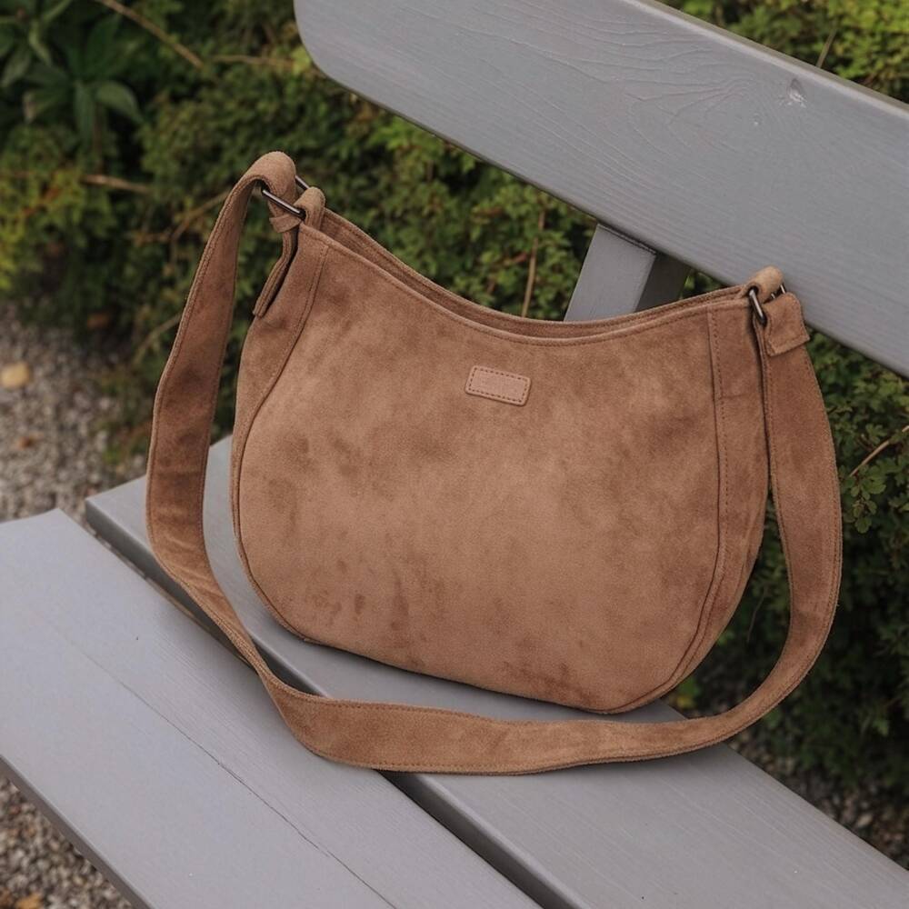 Elodie-Brown Faux Suede Leather Changing Bag (36cm) | Childrensalon