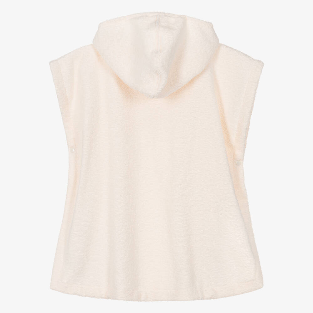 Elodie-Girls Ivory Bow Hooded Poncho Towel | Childrensalon
