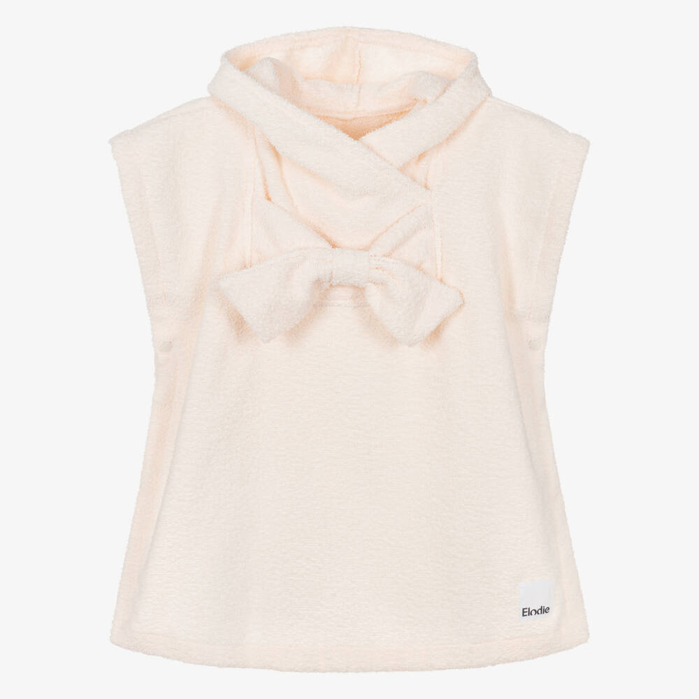Elodie-Girls Ivory Bow Hooded Poncho Towel | Childrensalon