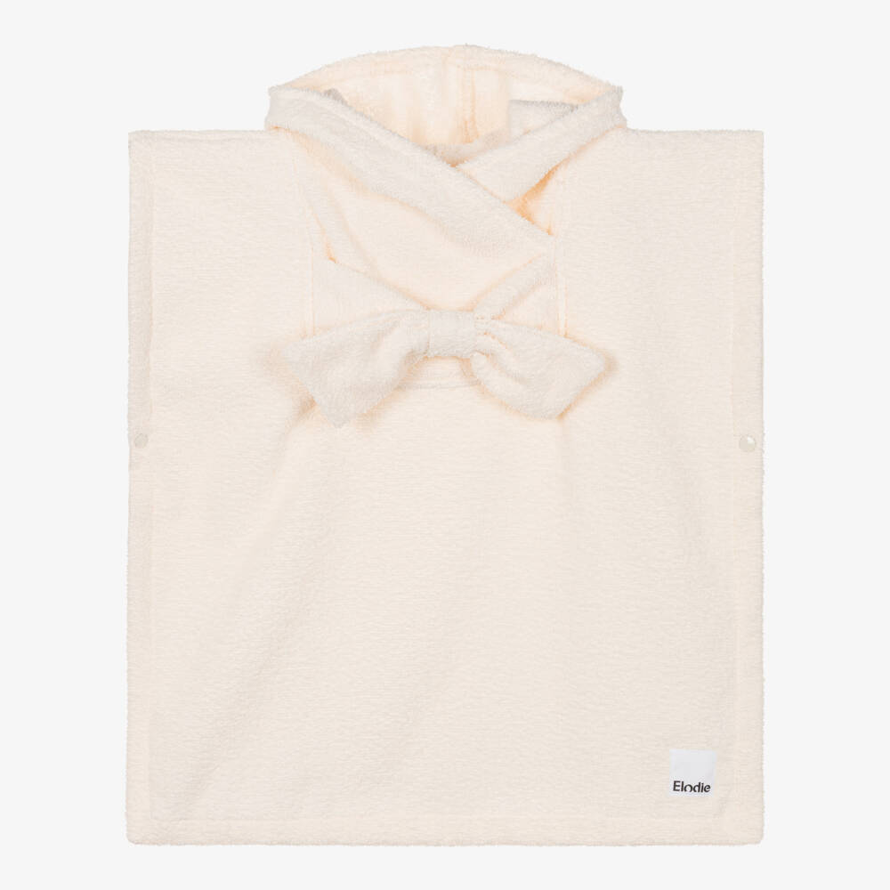 Elodie-Girls Ivory Bow Hooded Poncho Towel | Childrensalon