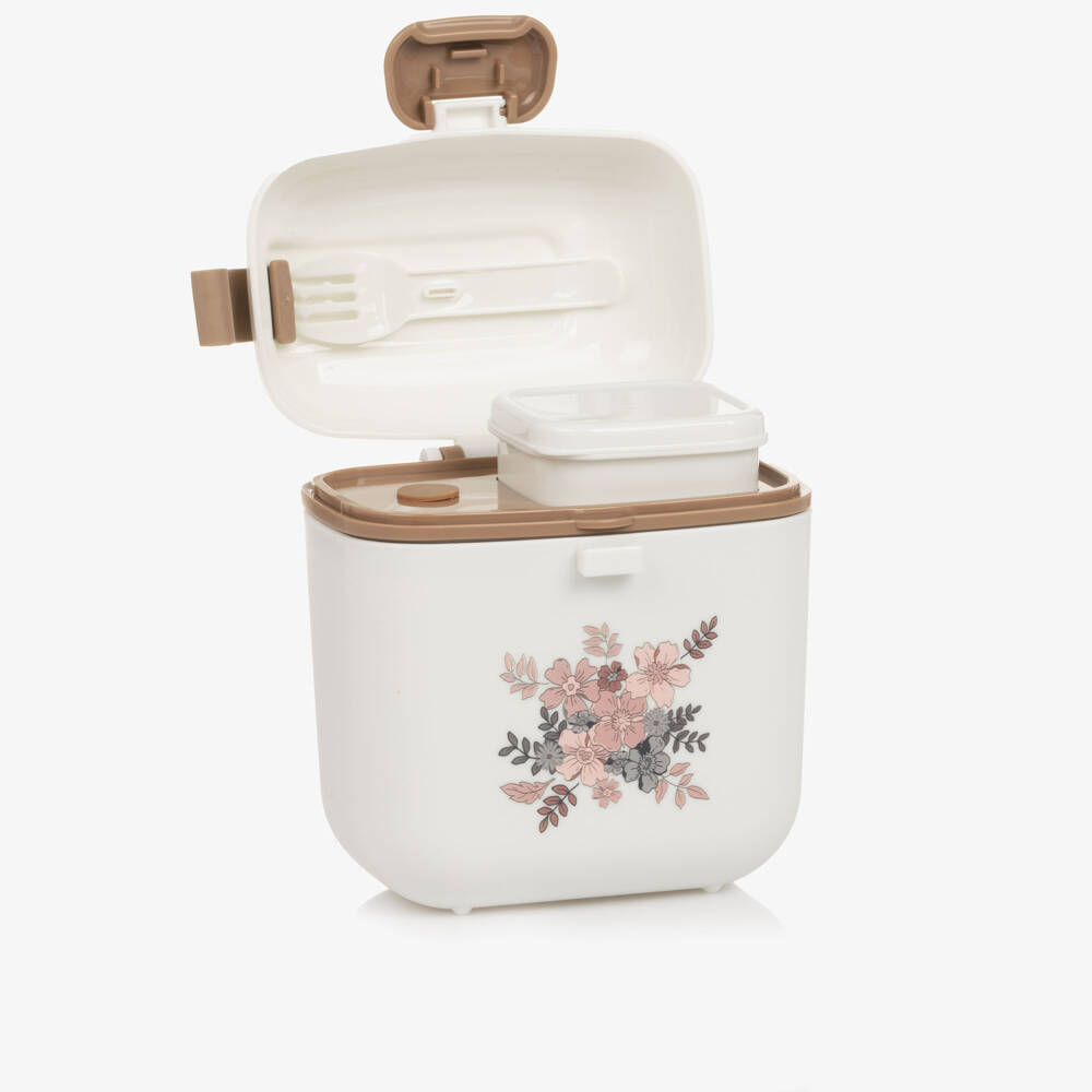 Elodie-Girls Ivory Floral Lunch & Snack Box (14cm) | Childrensalon