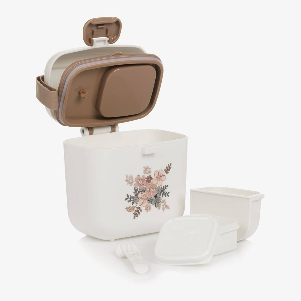 Elodie-Girls Ivory Floral Lunch & Snack Box (14cm) | Childrensalon
