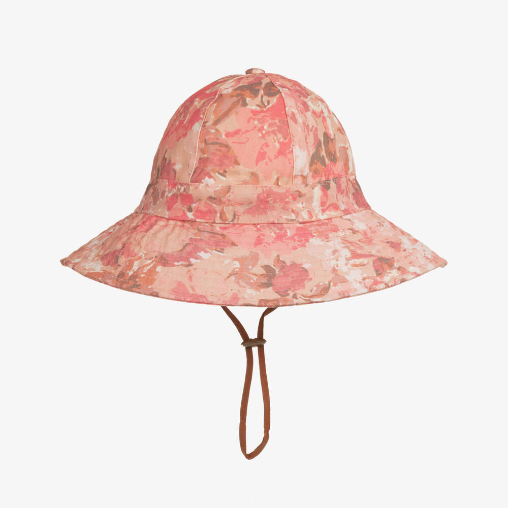 Elodie-Girls Pink River Rose Print Sun Hat (UPF30+) | Childrensalon