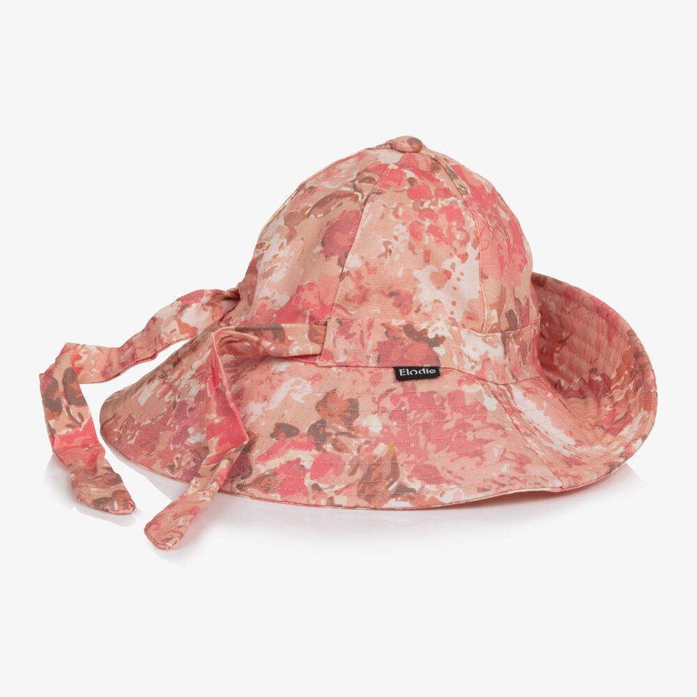 Elodie-Girls Pink River Rose Print Sun Hat (UPF30+) | Childrensalon
