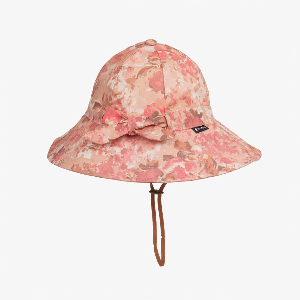 Elodie-Girls Pink River Rose Print Sun Hat (UPF30+) | Childrensalon