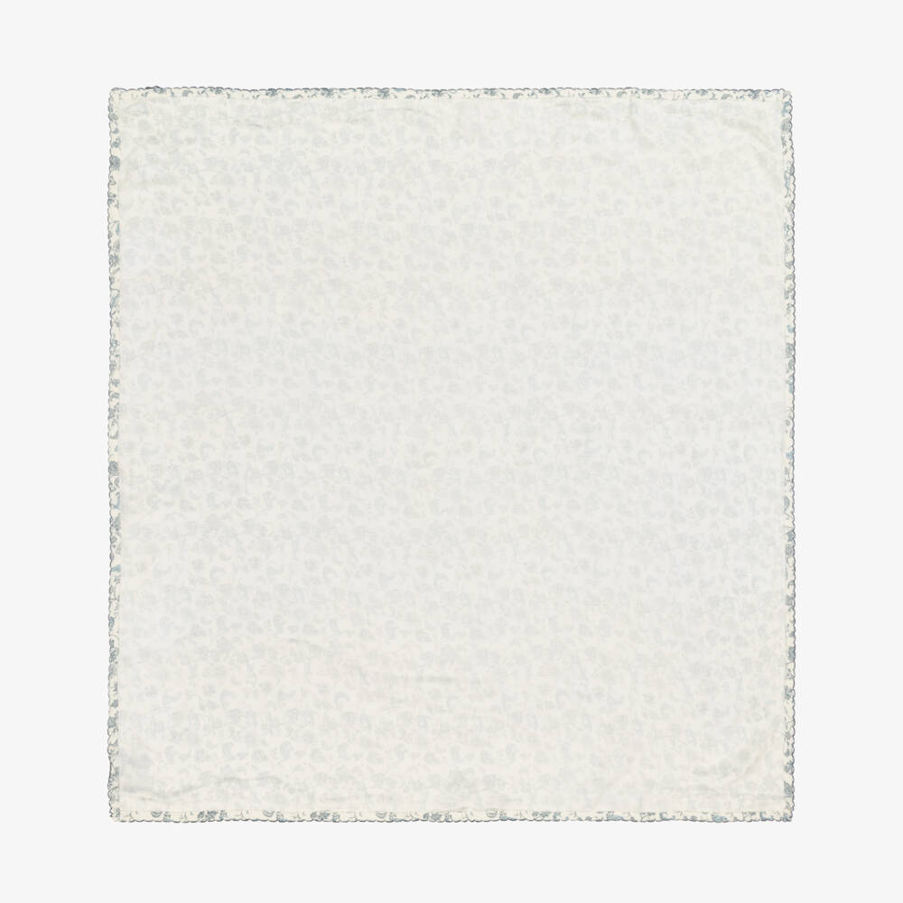 Elodie-Муслиновая салфетка кремово-синий с цветочным и леопардовым принтом (84см) | Childrensalon