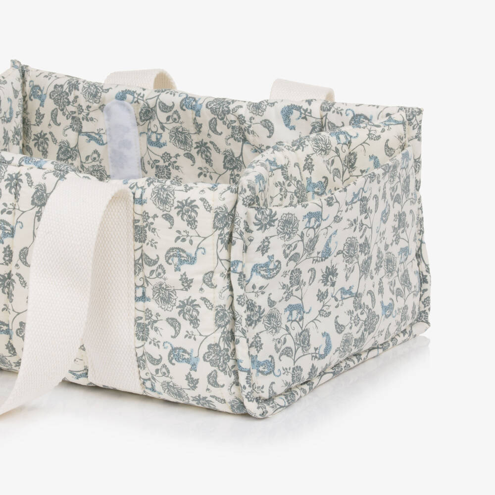 Elodie-Ivory & Blue Garden Leo Toile Changing Caddy (31cm) | Childrensalon