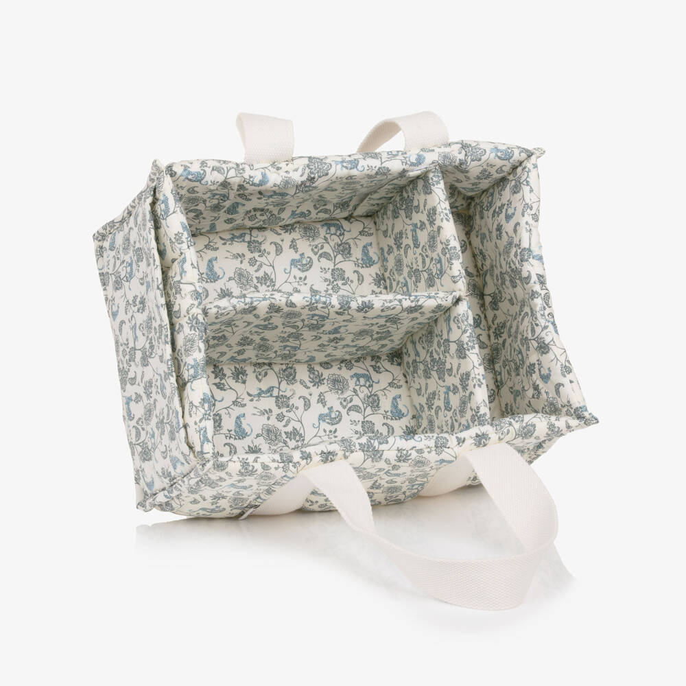 Elodie-Ivory & Blue Garden Leo Toile Changing Caddy (31cm) | Childrensalon