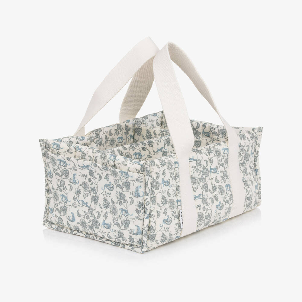 Elodie-Ivory & Blue Garden Leo Toile Changing Caddy (31cm) | Childrensalon