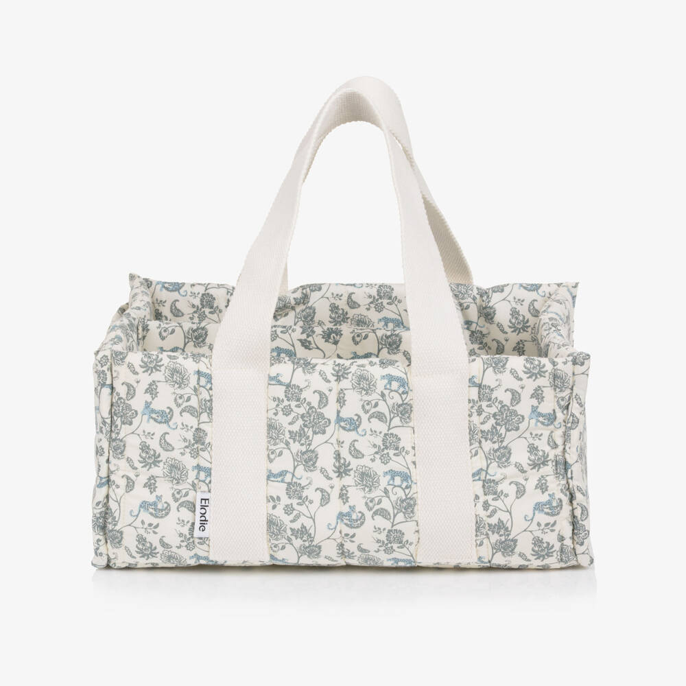 Elodie-Ivory & Blue Garden Leo Toile Changing Caddy (31cm) | Childrensalon