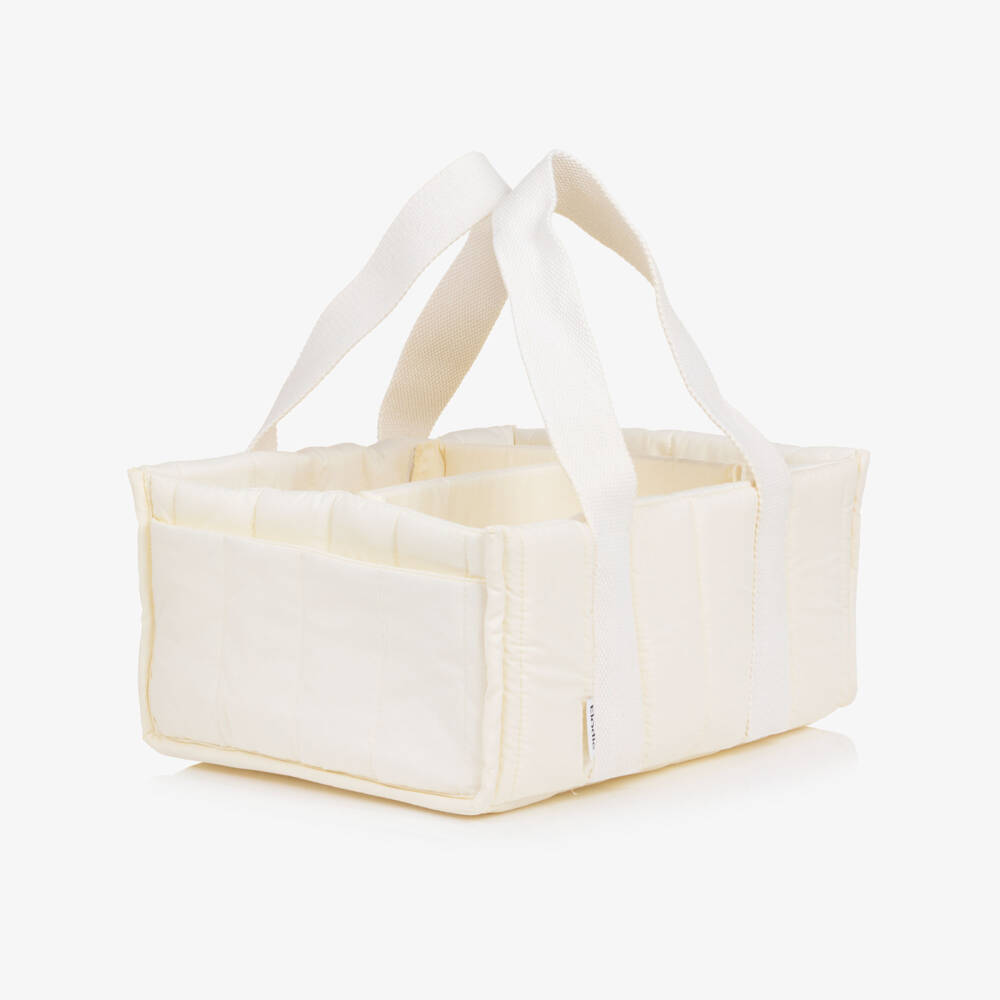 Elodie-Ivory Cotton Padded Changing Caddy (31cm) | Childrensalon