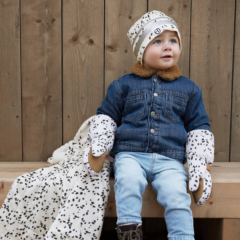 Elodie-Ivory Dalmation Print Mittens | Childrensalon