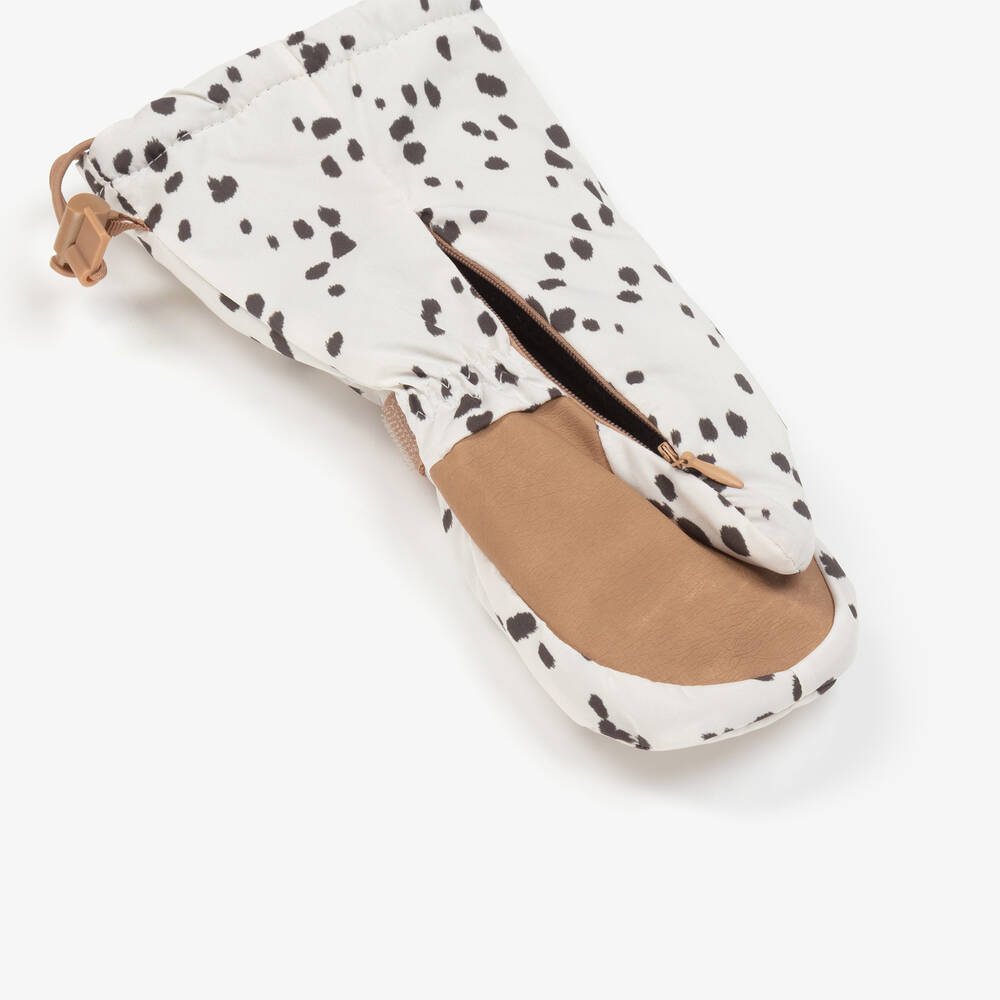Elodie-Ivory Dalmation Print Mittens | Childrensalon