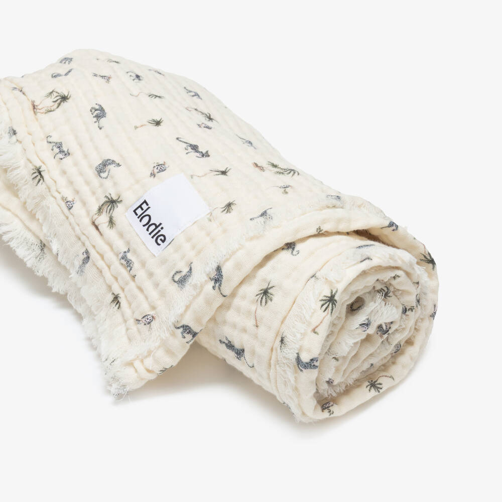 Elodie-Ivory Garden Leo’s Resort Cotton Blanket (100cm) | Childrensalon