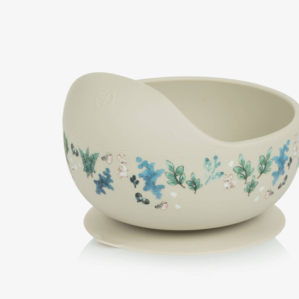 Elodie-Ivory & Green Forest Print Feeding Bowl & Spoon Set | Childrensalon