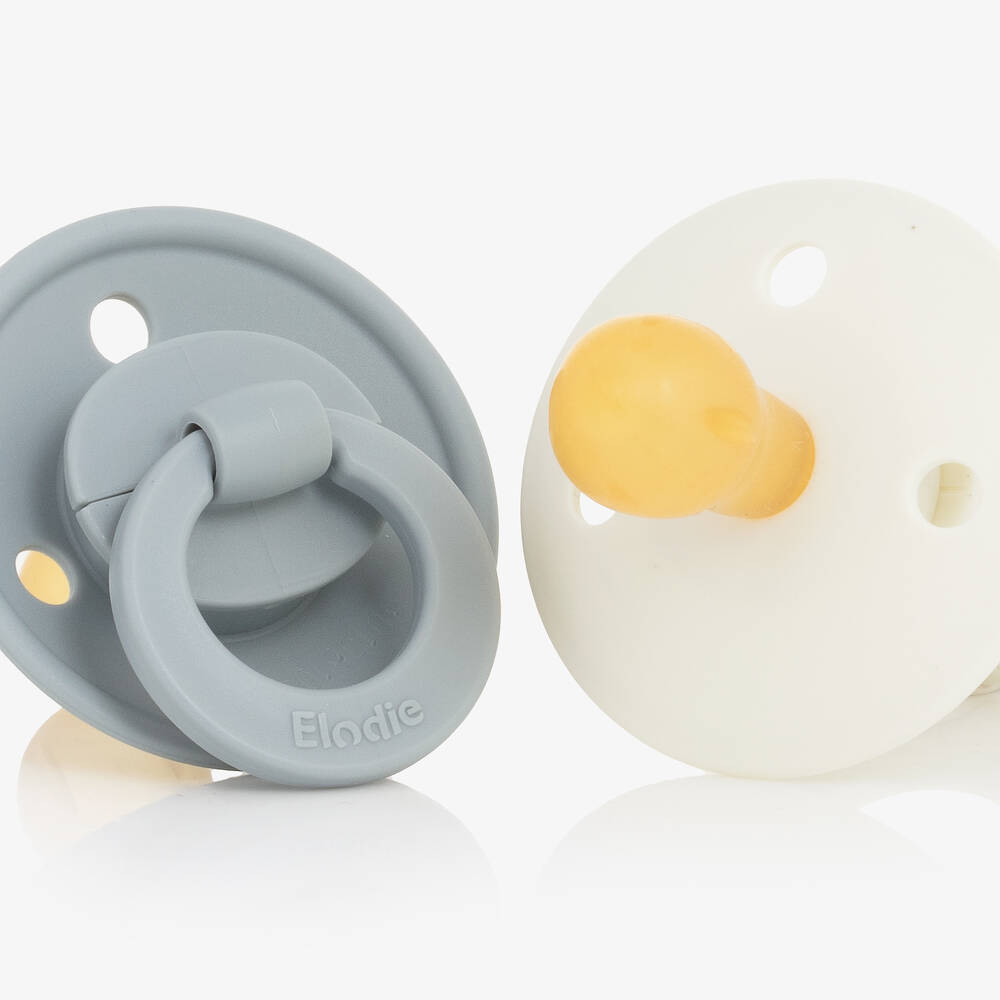 Elodie-Ivory & Grey Binky Bundle Dummies (2 Pack) | Childrensalon