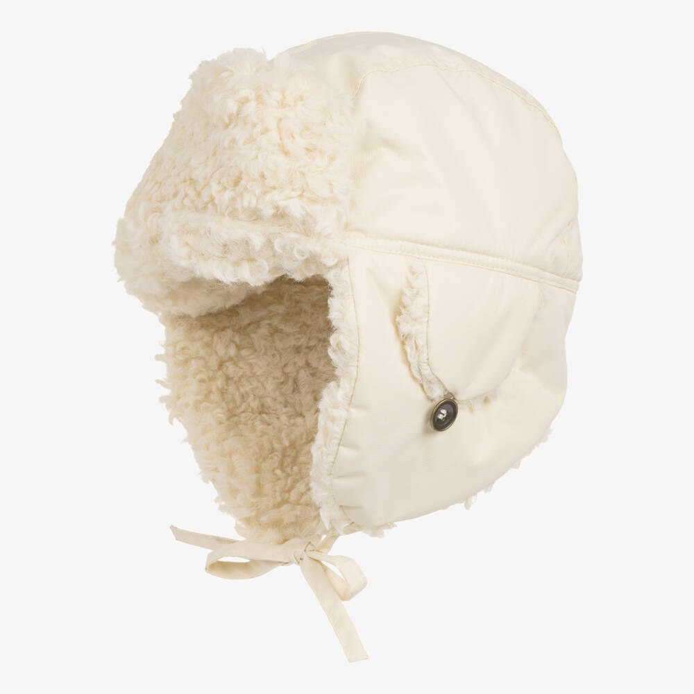 Elodie-Шапка-ушанка кремовая с подкладкой из шерпы | Childrensalon