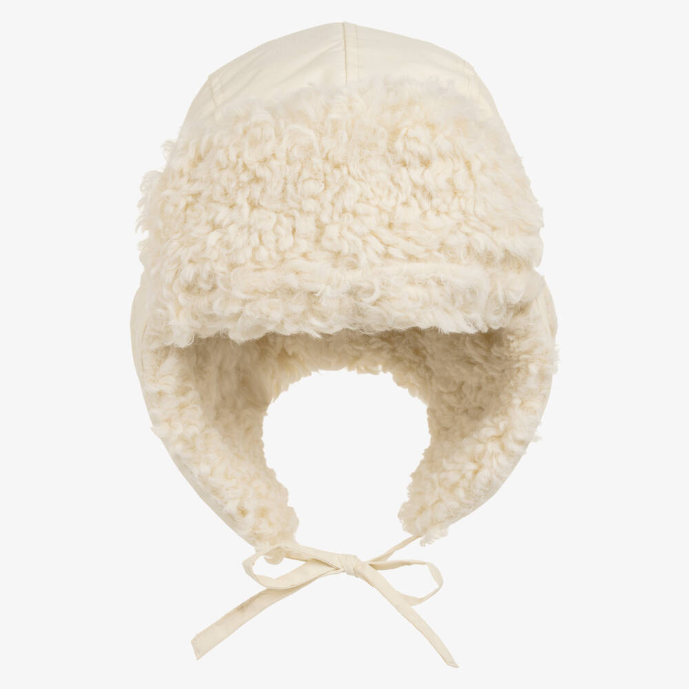 Elodie-Шапка-ушанка кремовая с подкладкой из шерпы | Childrensalon