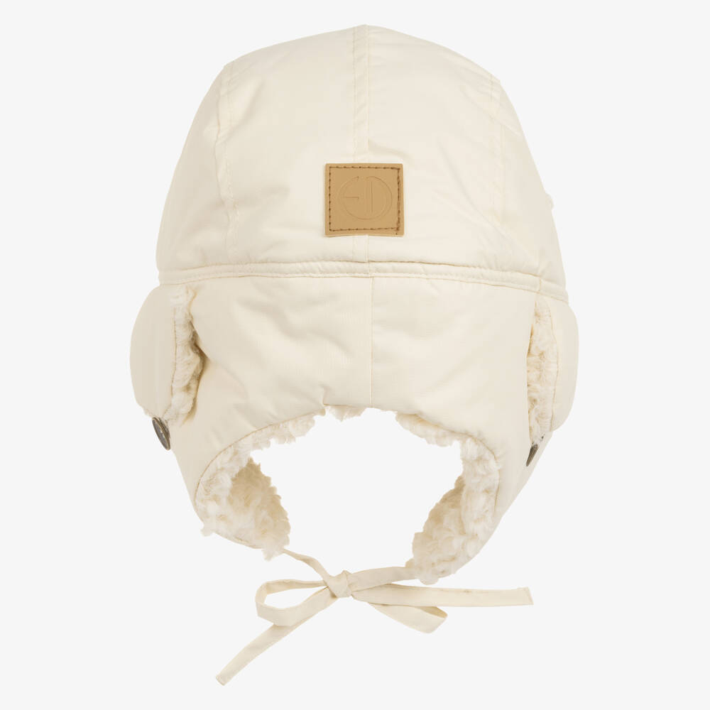 Elodie-Шапка-ушанка кремовая с подкладкой из шерпы | Childrensalon