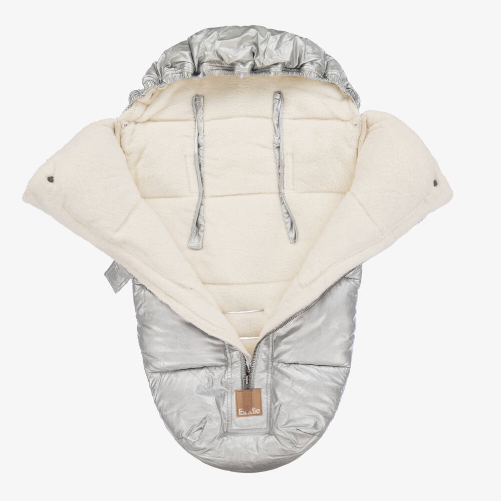 Elodie-Metallic Silver Padded Footmuff (90cm) | Childrensalon