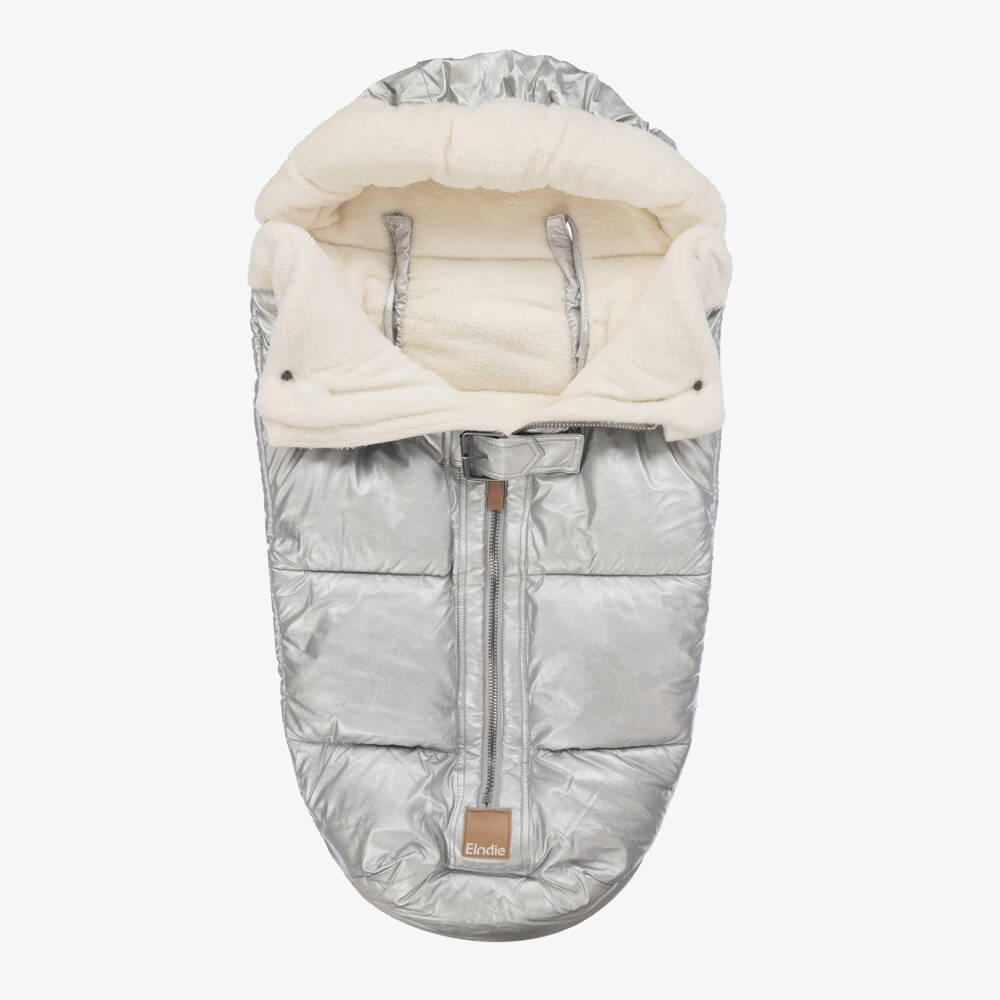 Elodie-Metallic Silver Padded Footmuff (90cm) | Childrensalon