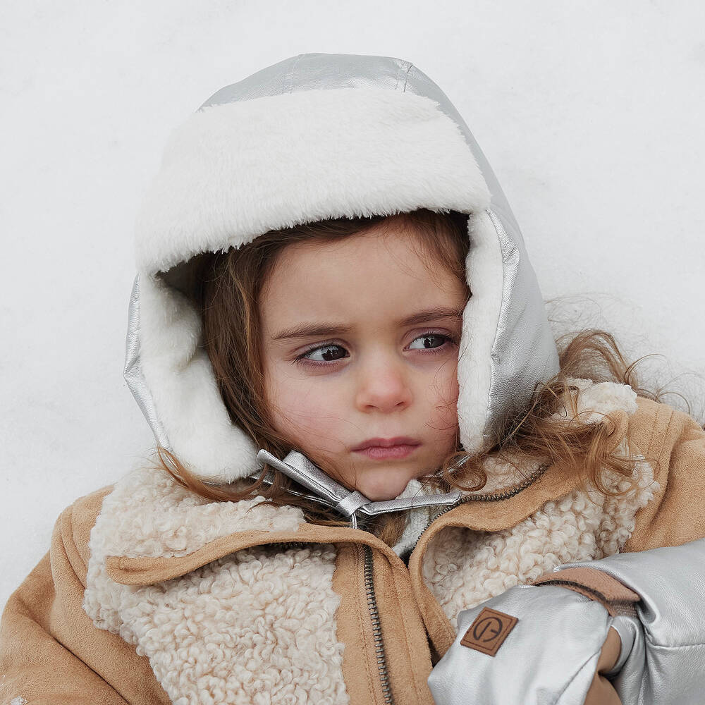 Elodie-Metallic Silver Trapper Hat | Childrensalon