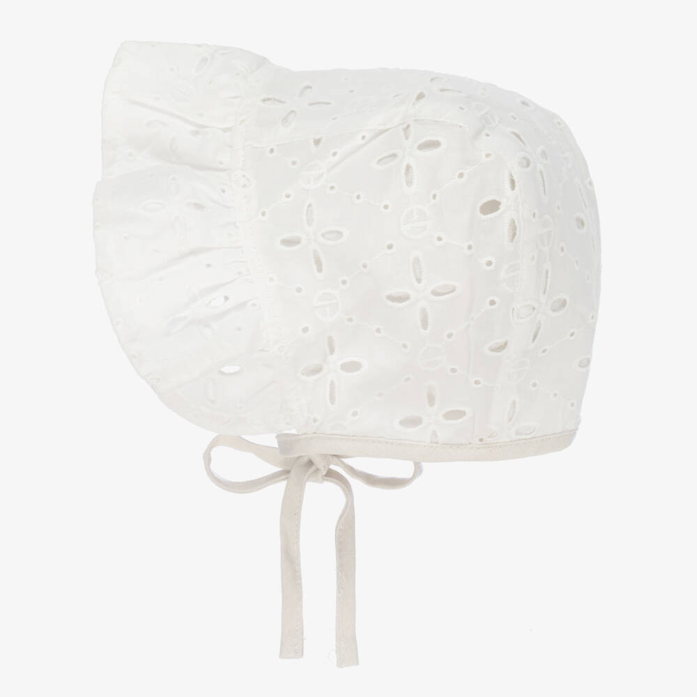 Elodie-Белый хлопковый чепец (SPF30) | Childrensalon