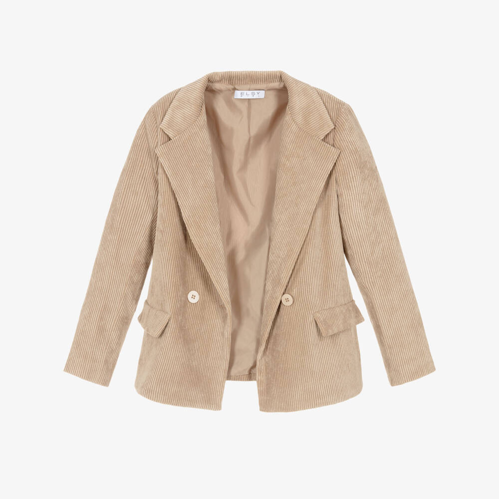 Elsy-Пиджак бежевый вельветовый для девочек | Childrensalon