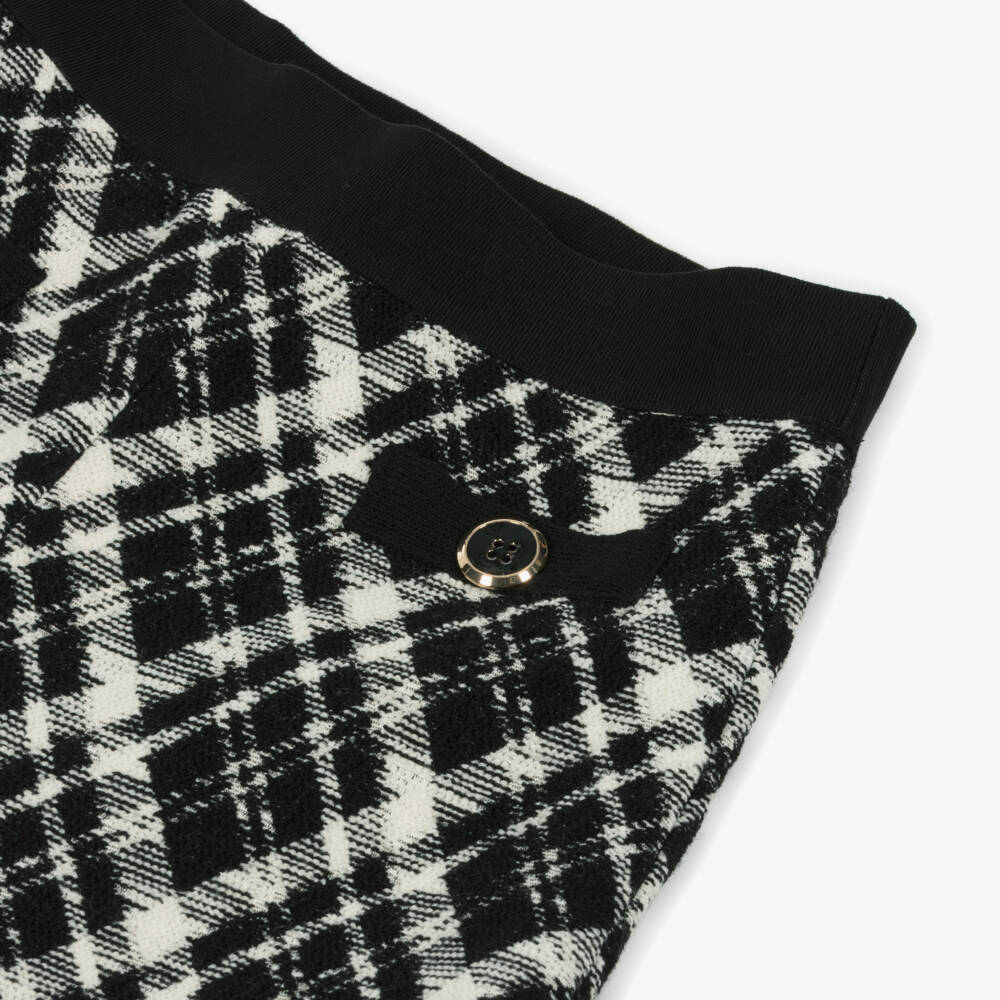 Elsy-Girls Black & Ivory Woven Check Shorts | Childrensalon