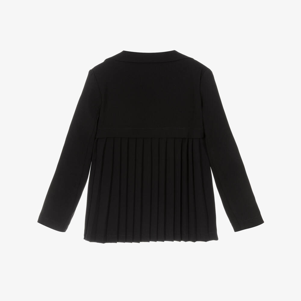 Elsy-Блейзер черный плиссе из твила для девочек | Childrensalon