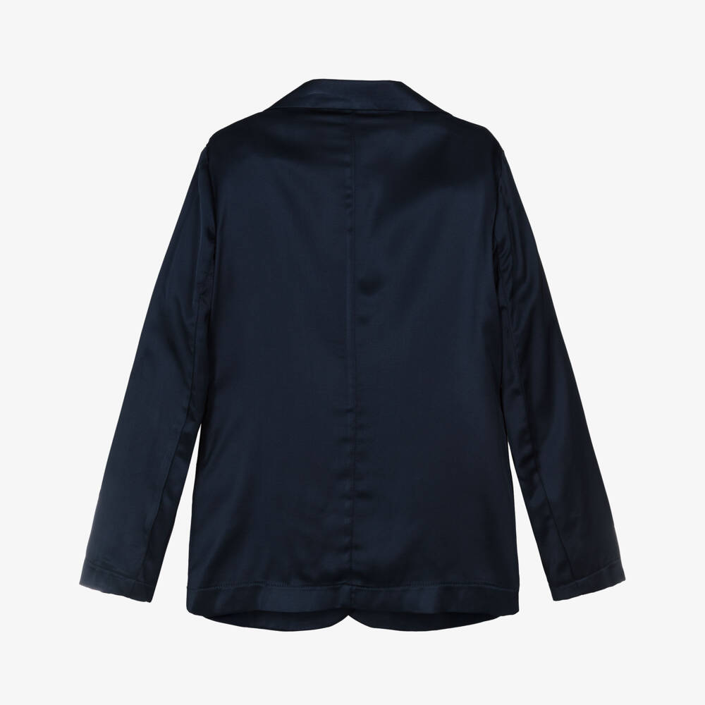 Elsy-Girls Blue Satin Blazer | Childrensalon