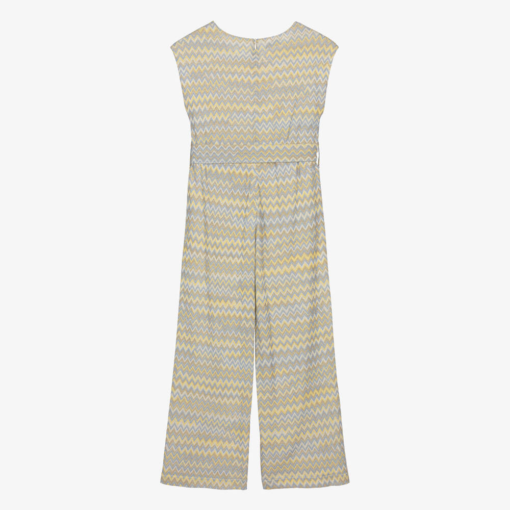 couture by Elsy-Girls Gold & Blue Zigzag Jumpsuit | Childrensalon