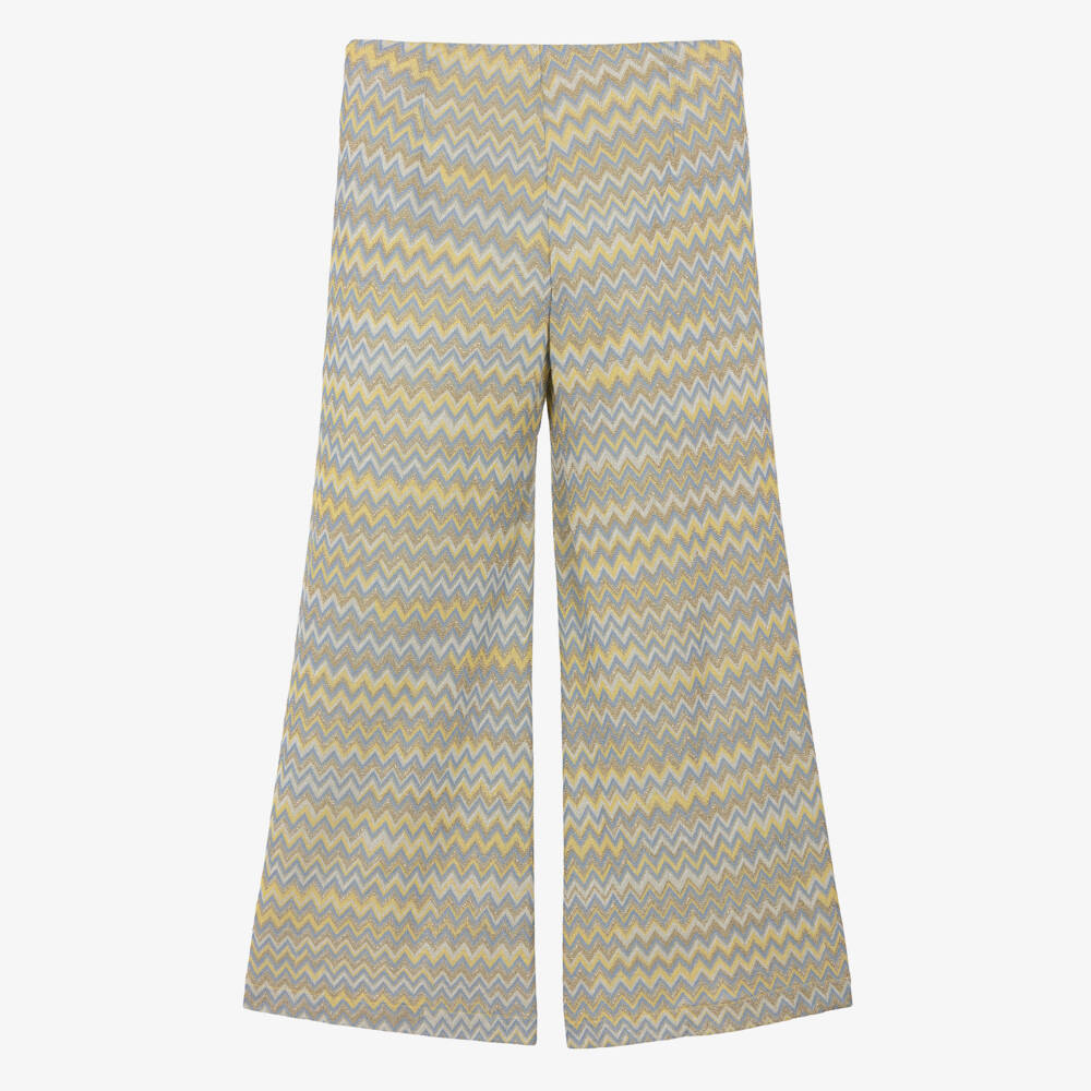 couture by Elsy-Girls Gold & Blue Zigzag Trousers | Childrensalon