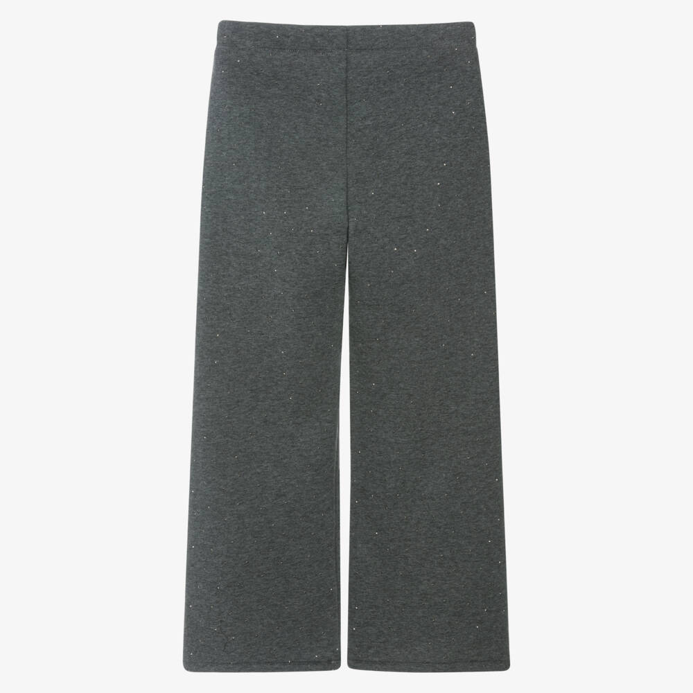 Elsy-Girls Grey Jersey Trousers with Sparkly Studs | Childrensalon