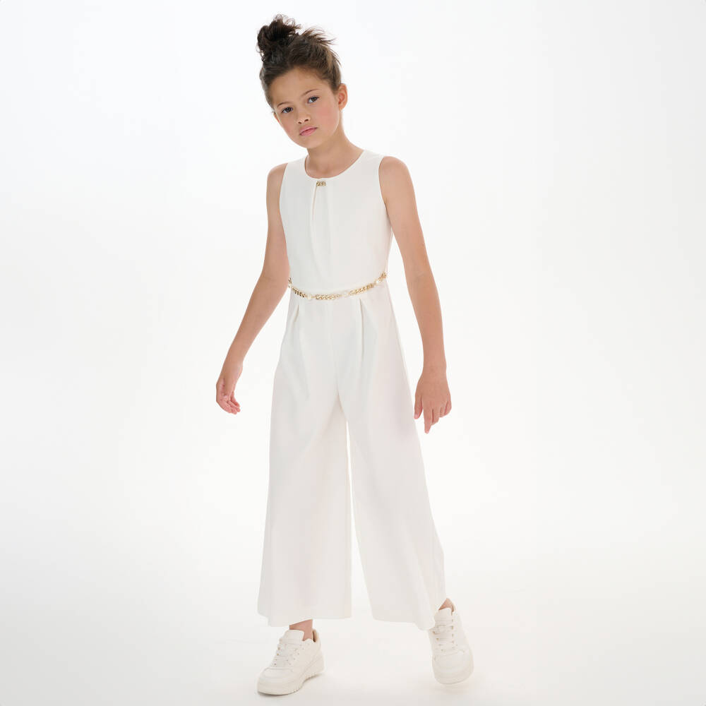couture by Elsy-Girls Ivory Chain Jumpsuit | Childrensalon