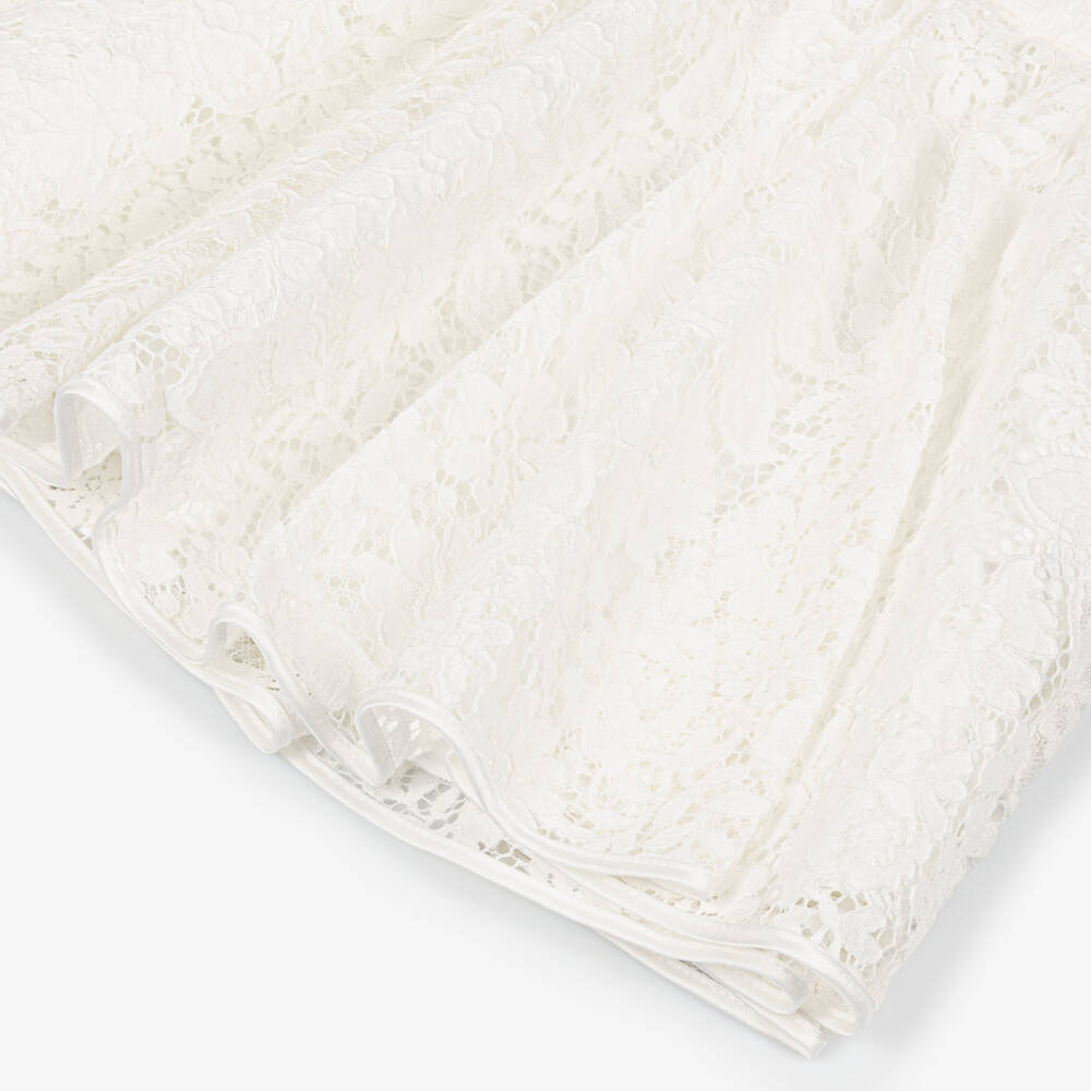 couture by Elsy-Girls Ivory Floral Guipure Lace Skirt with Chiffon Sash | Childrensalon