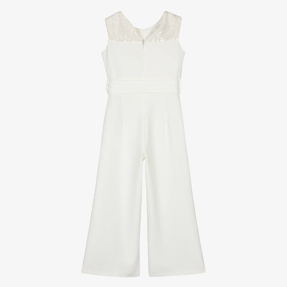 Elsy-Girls Ivory Sequin Jumpsuit | Childrensalon