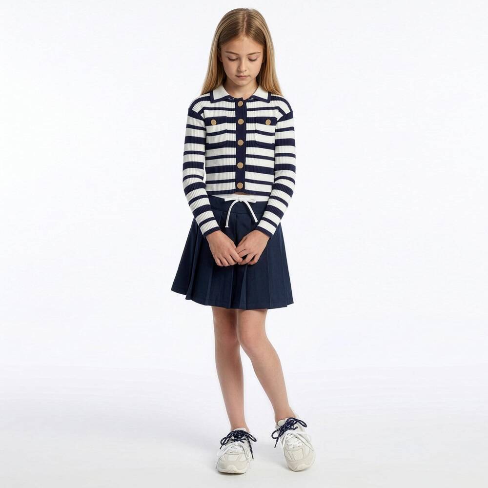 Elsy-Girls Navy Blue Pleated Skort | Childrensalon