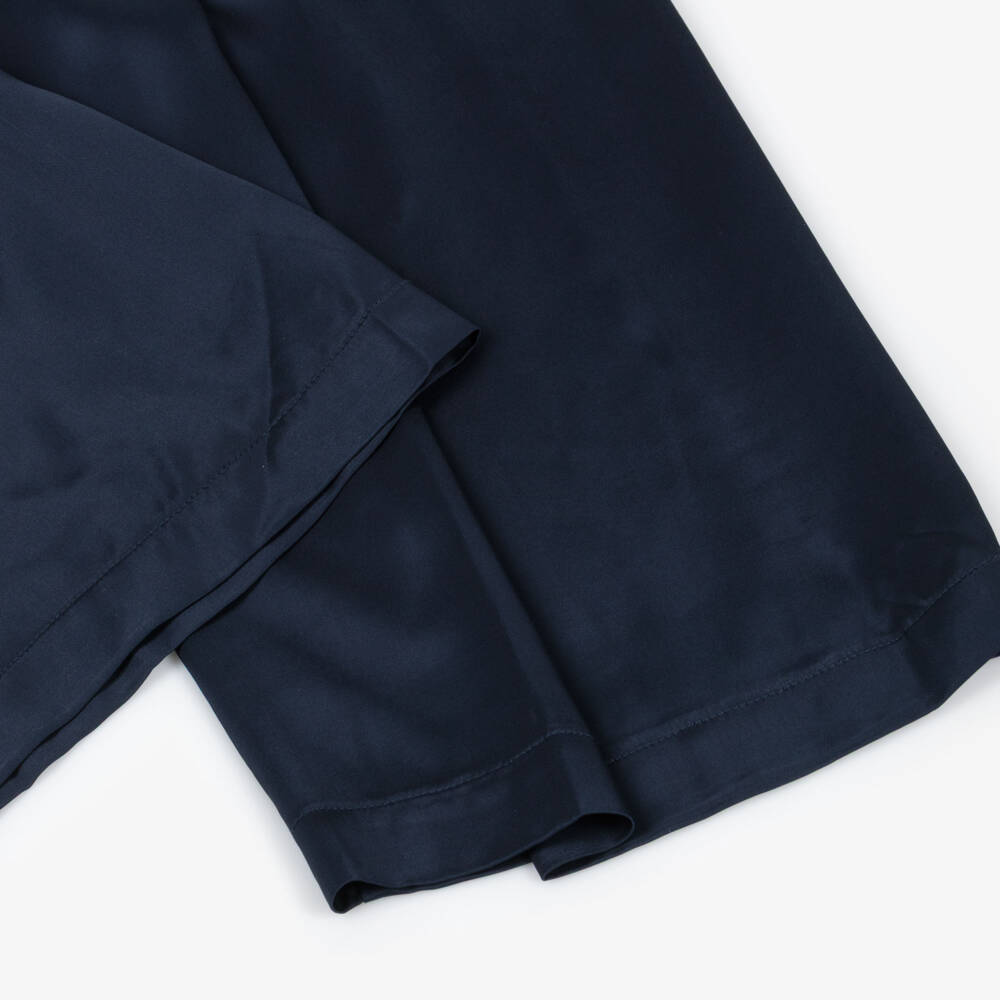 кутюр от Elsy-Girls Navy Blue Satin Wide Leg Trousers | Childrensalon