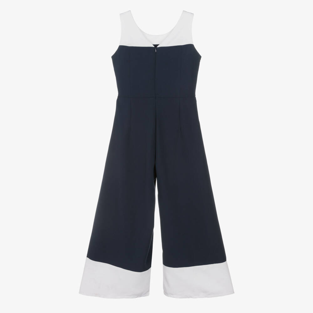 Elsy-Girls Navy Blue & White Sleeveless Jumpsuit | Childrensalon