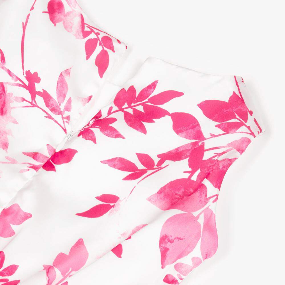 Elsy-Girls Pale Pink Floral Satin Palazzo Style Jumpsuit | Childrensalon