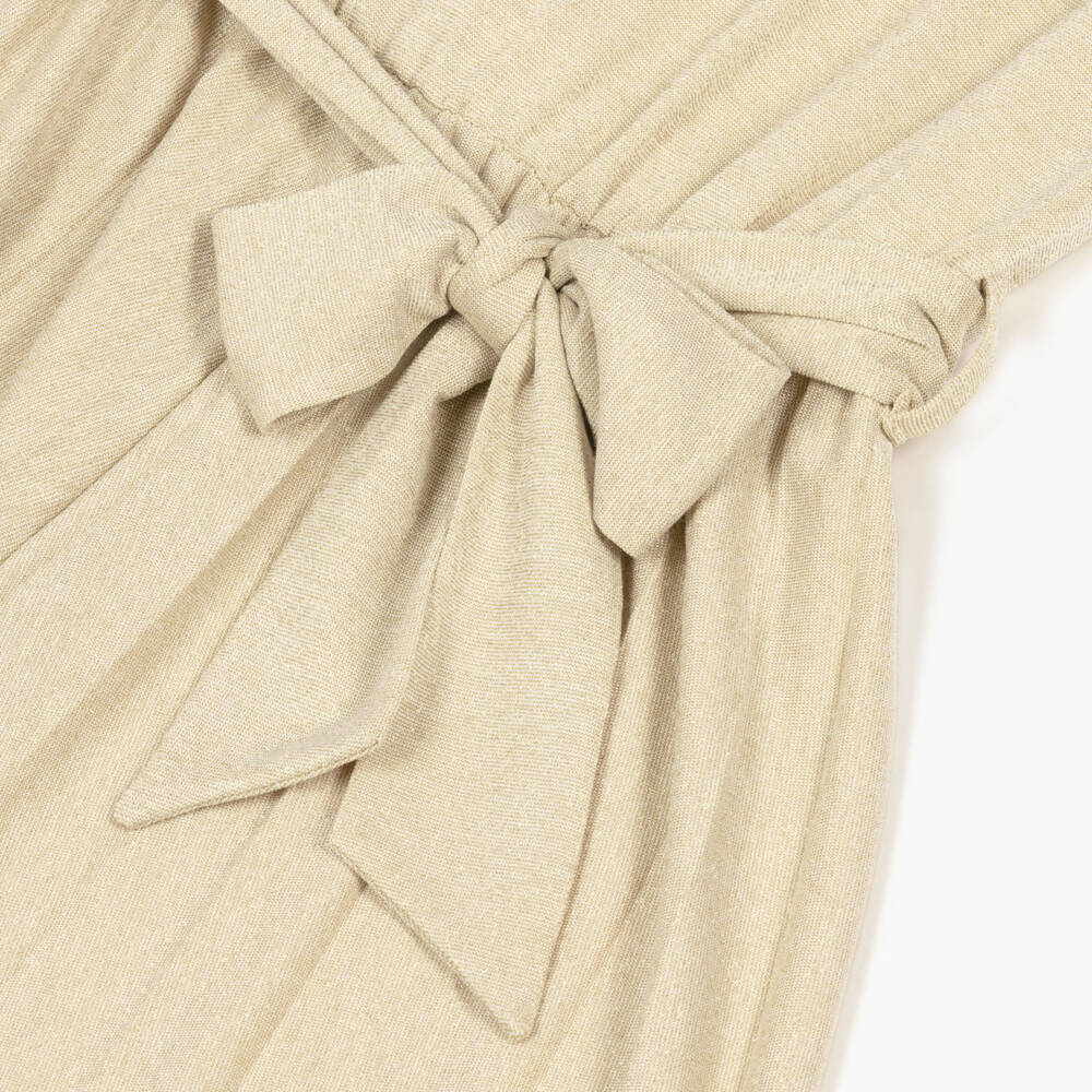 couture by Elsy-Girls Shimmery Gold Jersey Jumpsuit | Childrensalon