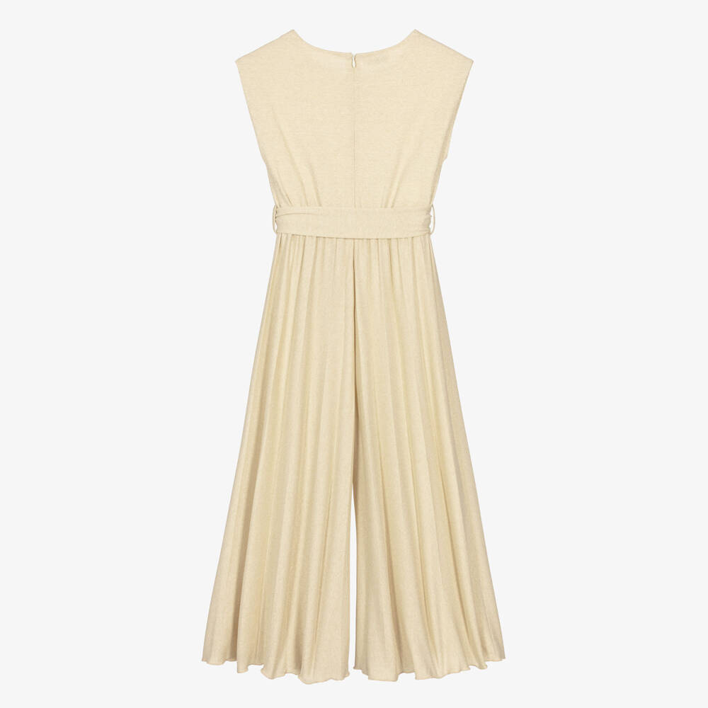 couture by Elsy-Girls Shimmery Gold Jersey Jumpsuit | Childrensalon