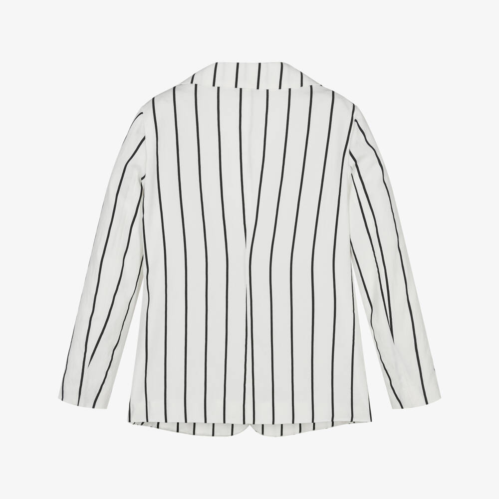 Elsy-Girls White & Black Striped Blazer | Childrensalon
