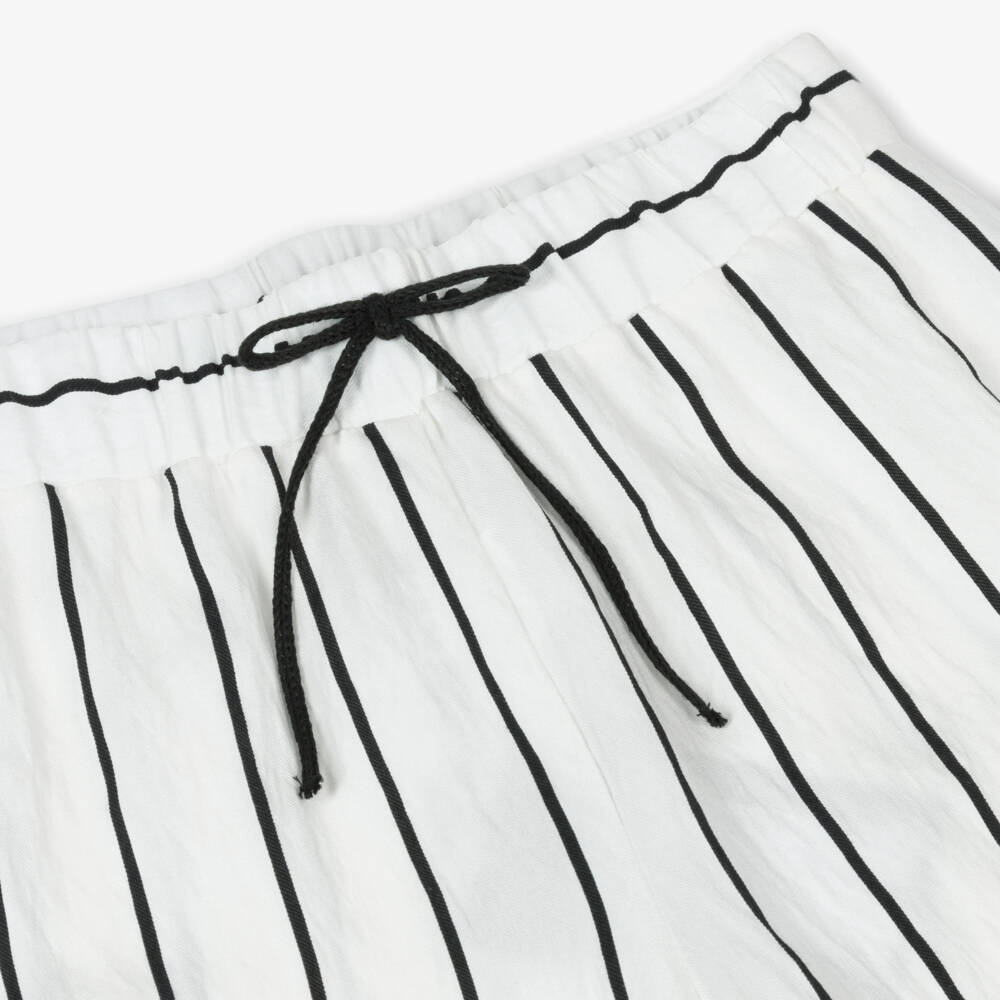 Elsy-Girls White & Black Striped Trousers | Childrensalon