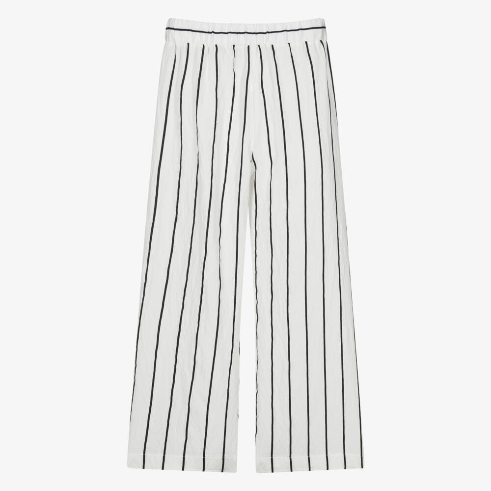 Elsy-Girls White & Black Striped Trousers | Childrensalon