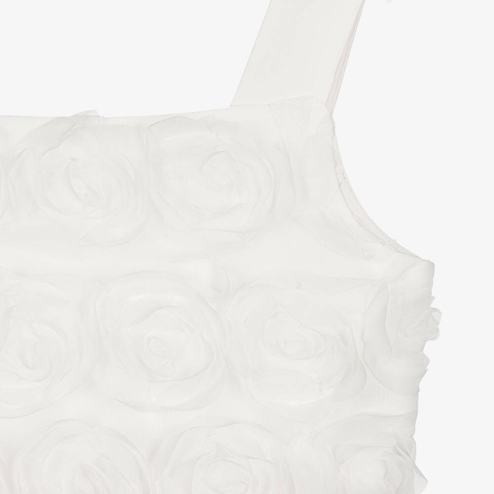 Elsy-Girls White Tulle Roses Blouse | Childrensalon