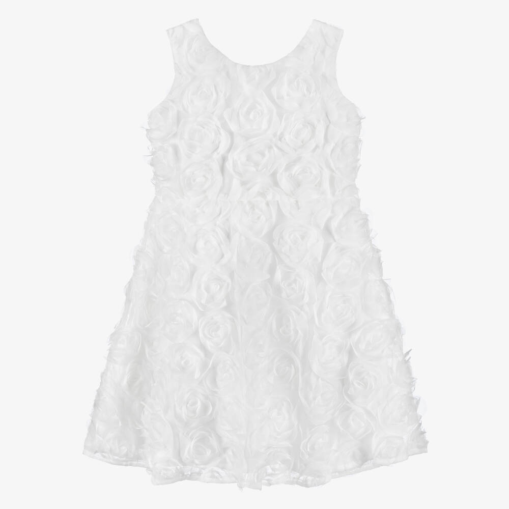 Elsy-Girls White Tulle Roses Dress | Childrensalon